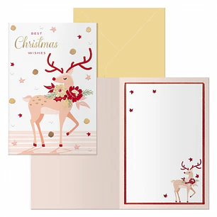Dohe Nara Pack de 6 Tarjetas de Felicitacion Navideña con Sobre - Tamaño Cerrada 11.5x17cm, Abierta 23x17cm - Papel Offset - Impresas a todo Color