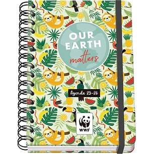 Dohe WWF Tropic Agenda Escolar 25/26 Espiral Wireo A5 - Semana Vista - Papel 80g/m2 - 4 Hojas de Pegatinas - Cubierta de Carton Plastificado - Cierre