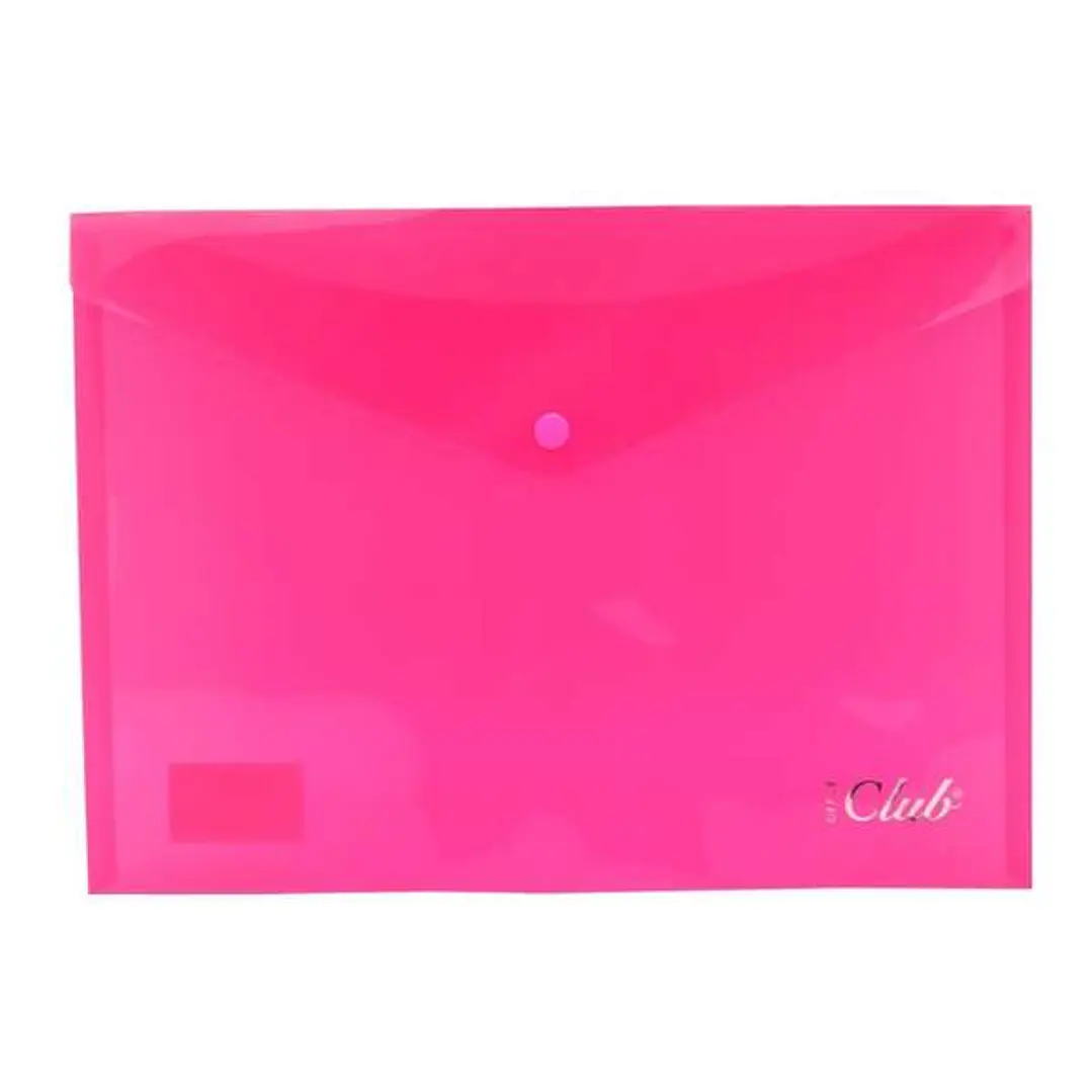 Ingraf Sobre Portadocumentos A4 - Cierre de Broche - Polipropileno Cristal Transparente - Color Rosa 1