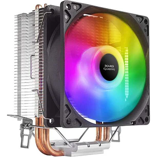 Mars Gaming Ventilador CPU 90mm con Disipador - Iluminacion RGB - Hasta 130W - Velocidad Max. 2200rpm - 2 Heatpipes