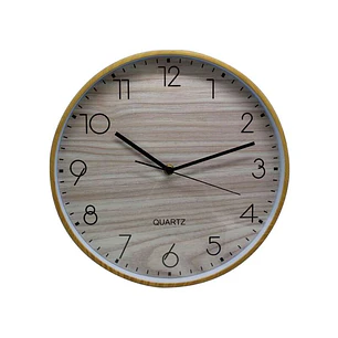 Bismark Reloj Oficina Marco Efecto Madera - Marco Plastico - Lente de Cristal - Manecillas de Aluminio - Esfera de PVC - Color Marrón