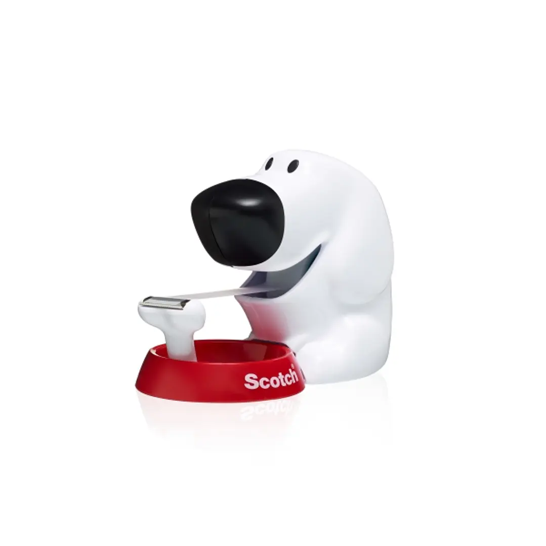 Scotch Magic Dispensador de Cinta Adhesiva - Para Rollos de hasta 19mm x 8.89m - Incluye 1 Cinta Adhesiva - Forma de Perro - Color Transparente 1