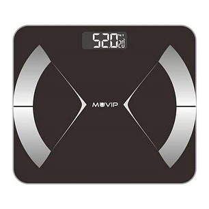 Muvip Body Muscle Bascula de Baño Digital Bluetooth - Pantalla LCD - Plataforma de Cristal Templado - 10 Memorias - Peso Max. 180kg - Auto Apagado