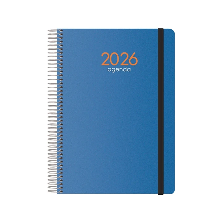 Dohe Syncro Agenda Anual - Semana Vista - Cubierta de Plastico - Cierre con Goma Elastica - Tamaño 15x21cm - Color Azul 1