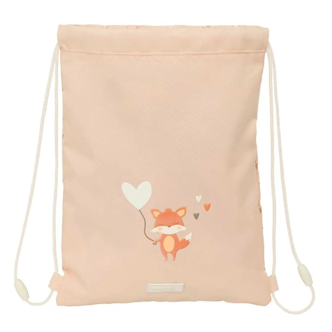 Safta Flores Saco Plano - Bolsillo con Cremallera - Cierre con Cordones - 3L - 260x10x340mm - Color Melocoton 1