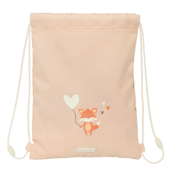 Safta Flores Saco Plano - Bolsillo con Cremallera - Cierre con Cordones - 3L - 260x10x340mm - Color Melocoton 1