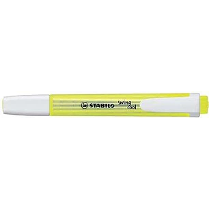 Stabilo Swing Cool Marcador Fluorescente - Cuerpo Plano - Punta Biselada - Trazo entre 1 y 4mm - Tinta con Base de Agua - Antisecado - Color Amarillo 