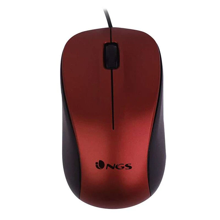 NGS Crew Raton USB 1200dpi - 3 Botones - Uso Ambidiestro - Cable de 1.30m - Color Rojo/Negro 1