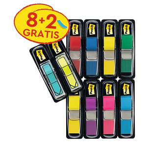 Post-It Index Pack de 10 Dispensadores con 35 Marcadores de Indice Reposicionables - Forma Rectangular - Colores Surtidos