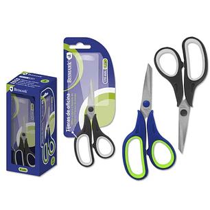 Bismark Tijeras de Oficina Acero Inoxidable 17cm - Empuñadura Ergonomica - Muy Ligeras y Resistentes - Colores Surtidos Aleatorios