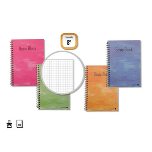 Golden Cuaderno Espiral 8º Natural (153x102mm) 80 Hojas 60gr Cuadricula - Margen Remarcado - Tapa Normal Plastificada - Colores Surtidos