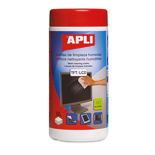 Apli Toallitas Humedas Anti-Estaticas - 100 Unidades - Limpieza y Mejora Del Rendimiento de Equipos Electronicos - Ideal para Pantallas TFT y LCD