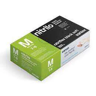 Santex Nitriflex Black Soft Pack de 100 Guantes de Nitrilo para Examen Talla M - 3.5 gramos - Sin Polvo - Libre de Latex - No Esteriles - Color Negro