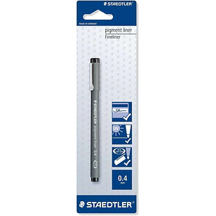 Staedtler Pigment Liner 308 Blister con Rotulador Calibrado - Trazo 0.4mm - Punta Engarzada en Metal - Color Negro