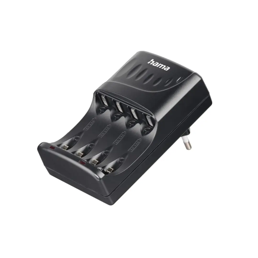 Hama Cargador de Pilar Recargables AA y AAA - Luz LED - Proteccion de Sobrecarga - Temporizador - Color Negro 1