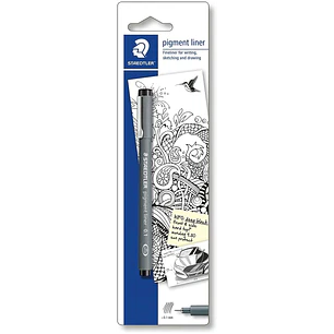 Staedtler Pigment Liner 308 Blister con Rotulador Calibrado - Trazo 0.2mm - Punta Engarzada en Metal - Color Negro