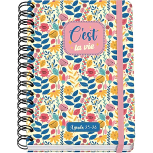 Dohe C´est la Vie Agenda Escolar 25/26 Espiral Wire’o A5 - Semana Vista - Papel 80g/m2 - 4 Hojas de Pegatinas - Cubierta de Carton Plastificado - Cier