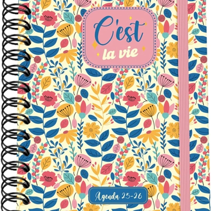 Dohe C´est la Vie Agenda Escolar 25/26 Espiral Wireo A5 - Semana Vista - Papel 80g/m2 - 4 Hojas de Pegatinas - Cubierta de Carton Plastificado - Cier 1