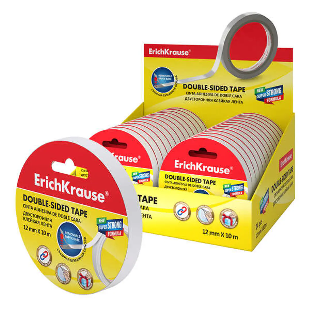 Erichkrause Cinta Adhesiva de Doble Cara - 12mmx10m - Expositor 24 uds. - Transparente 1