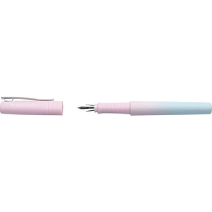 Faber-Castell Poly Ball Flow Edition Blushing Sky Pluma Estilografica - Ancho del Plumin Medio - Suave al Tacto - Color Rosa/Azul Degradado