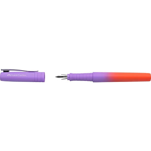 Faber-Castell Poly Ball Flow Edition Punchy Melon Pluma Estilografica - Ancho del Plumin Medio - Suave al Tacto - Color Lila/Rojo Degradado