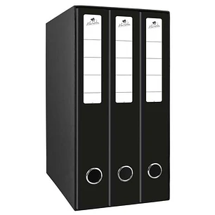 Mariola Box Modulo de 3 Archivadores con Rado 2 Anillas 40mm - Tamaño 35x26x17cm - Carton Forrado - Color Negro