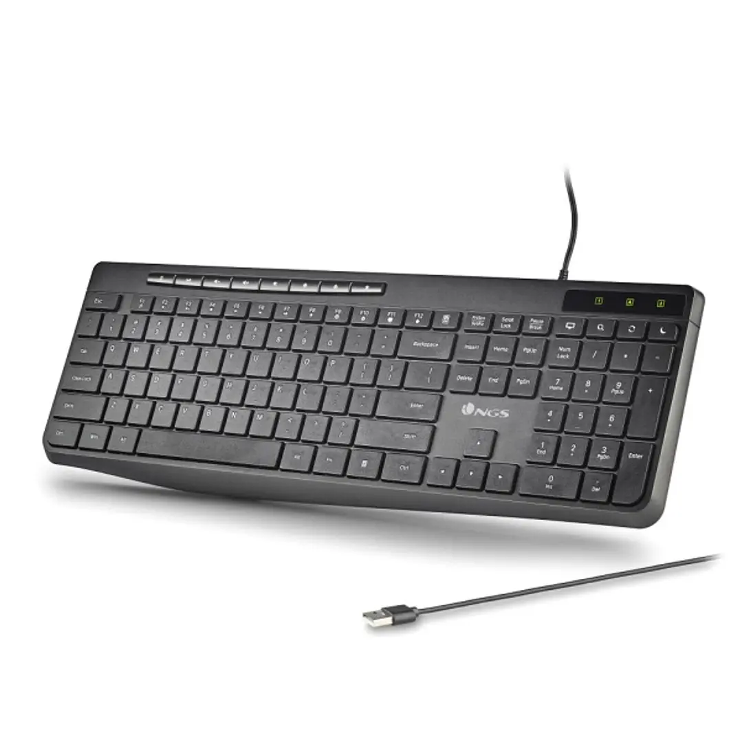 NGS Spectra Teclado USB Ultra Slim - USB-A - Silencioso - Indicadores LED - Color Negro 1