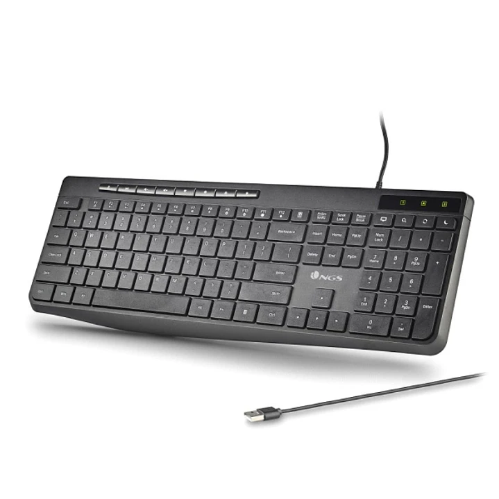 NGS Spectra Teclado USB Ultra Slim - USB-A - Silencioso - Indicadores LED - Color Negro 1