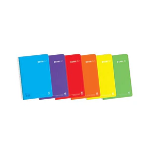 Enri Plus Cuaderno Espiral Formato Folio Cuadriculado 5x5mm - 80 Hojas 90gr con Margen - Cubierta de Plastico - Colores Surtidos