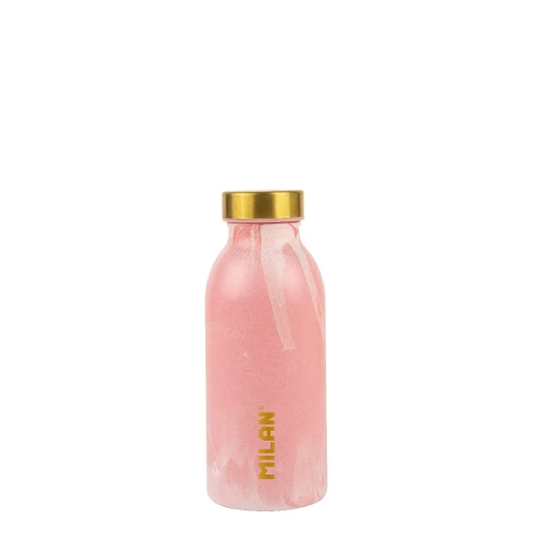 Milan Serie Lava Botella Isotermica 0.35L - Doble Pared de Acero Inoxidable - Liquidos Calientes hasta 12h, Frios hasta 24h - Color Rosa 1