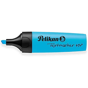Pelikan Subrayador Textmarker 490 - Base de Agua - 3 Anchos de Trazo - Color Azul Fluorescente
