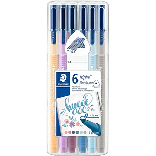 Staedtler Triplus Color 323 Pack de 6 Rotuladores de Punta Fina - Trazo 1mm Aprox - Tinta Base de Agua - Colores Surtidos