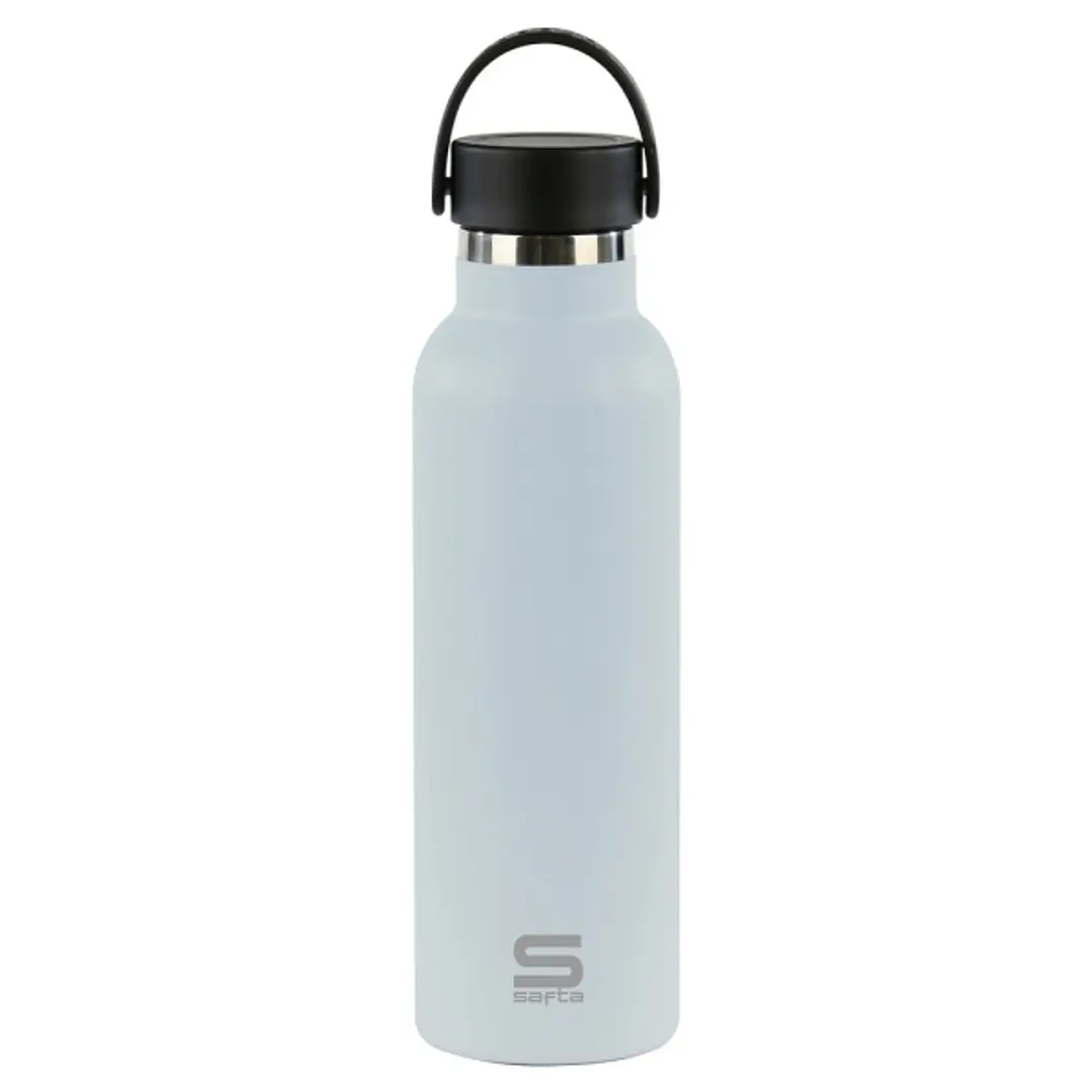 Safta Botella Termo de 600ml - Acero Inoxidable - Base de Silicona Antideslizante - Asa Superior - Color Azul Claro 1