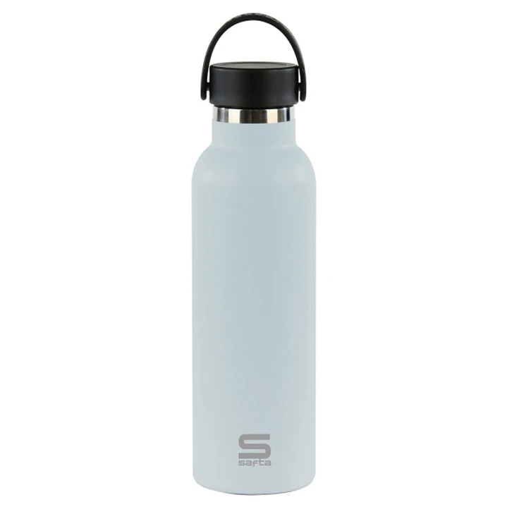 Safta Botella Termo de 600ml - Acero Inoxidable - Base de Silicona Antideslizante - Asa Superior - Color Azul Claro 1