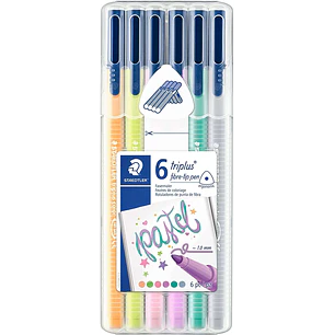 Staedtler Triplus Color 323 Pack de 6 Rotuladores de Punta Fina - Trazo 1mm Aprox - Tinta Base de Agua - Colores Surtidos
