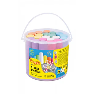 Jovi Street Chalks Bote 21 Tizas Jumbo - Especiales para Dibujar en El Suelo - Tizas Redondas - Facil Eliminacion con Agua - Poco Resto de Polvo en La
