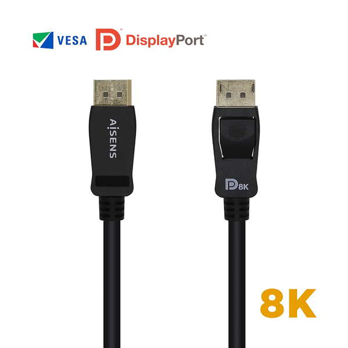 Aisens Cable Displayport Certificado V1.4 8K@60hz - DP/M-DP/M - 1.0m - Color Negro 1