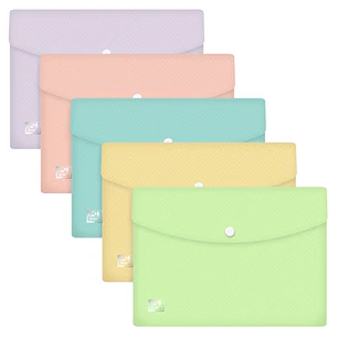Oxford Urban A5 Sobre Portadocumentos de Plastico Rigido Translucido A5 - Capacidad hasta 40 Hojas - Cierre de Broche - Colores Pastel Surtidos