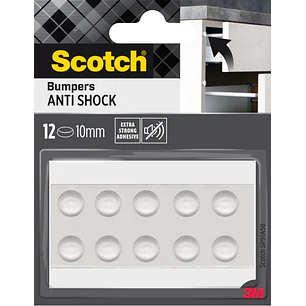 Scotch Topes Adhesivos para Muebles - Antichoque - Diametro de 10mm - Paquete de 12 - Color Transparente