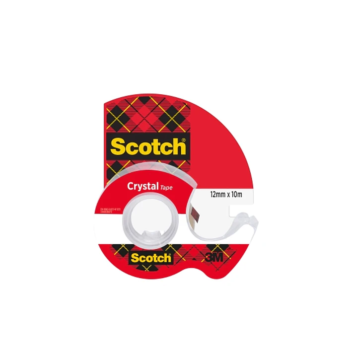 Scotch Crystal Cinta Adhesiva 12mm x 10m - Incluye Dispensador - Supertransparente 1