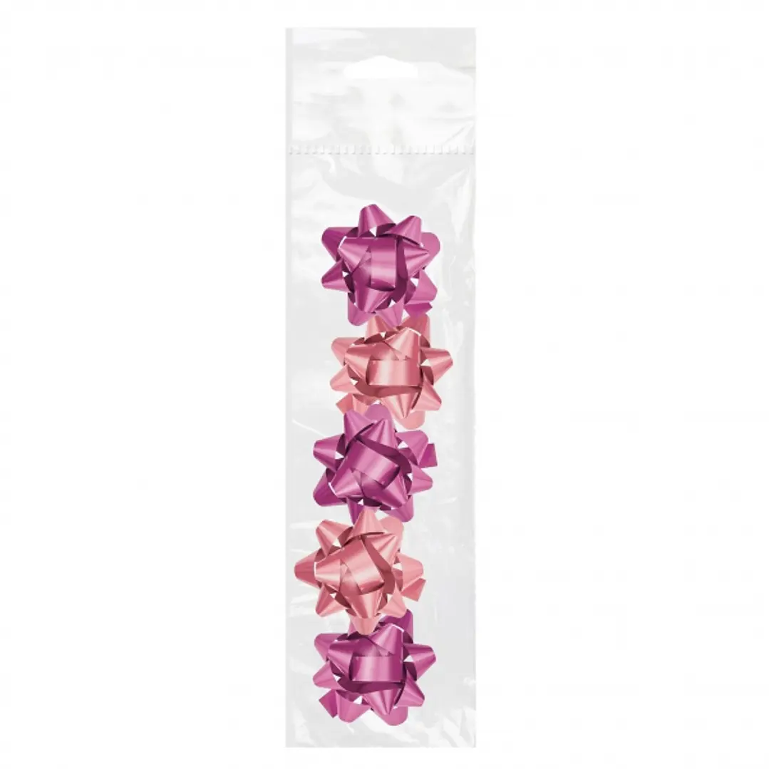 Dohe Chic Pack de 5 Lazos para Regalo - Forma de Estrella - Tamaño 5.6cm - Color Rosa 1