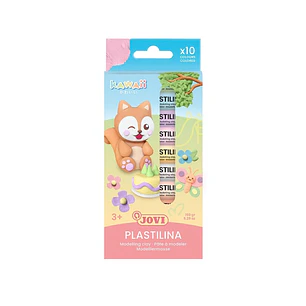 Jovi Kawaii Pack con 10 Barras de Plastilina 15gr - Muy Moldeable - No se Seca - Colores Surtidos