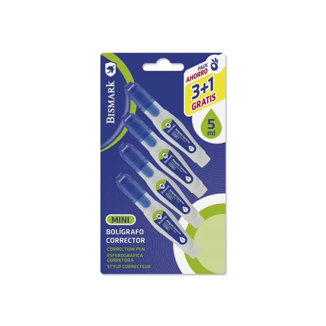Bismark Pack de 4 Mini Boligrafos Correctores 5ml - Punta Metalica - Alta Precision 1