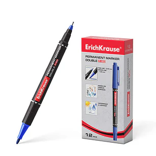 Erichkrause Double P-80 Marcador Permanente Doble Punta - Punta Bala de 1,65mm, Punta Fina de 0,45mm - Tinta a Base de Alcohol Resistente al Agua y a 