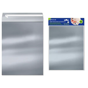 Bismark Pack de 4 Sobres Metalizados - Medidas 324x254mm - Cierre Autoadhesivo - Ideal para Regalos - Color Plata