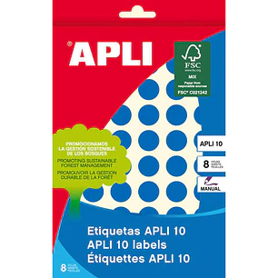 Apli Pack de 616 Etiquetas Redondas Ø13mm - 8 Hojas por 77 Etiquetas - Adhesivo Permanente - Aptas para Escritura Manual - Color Azul