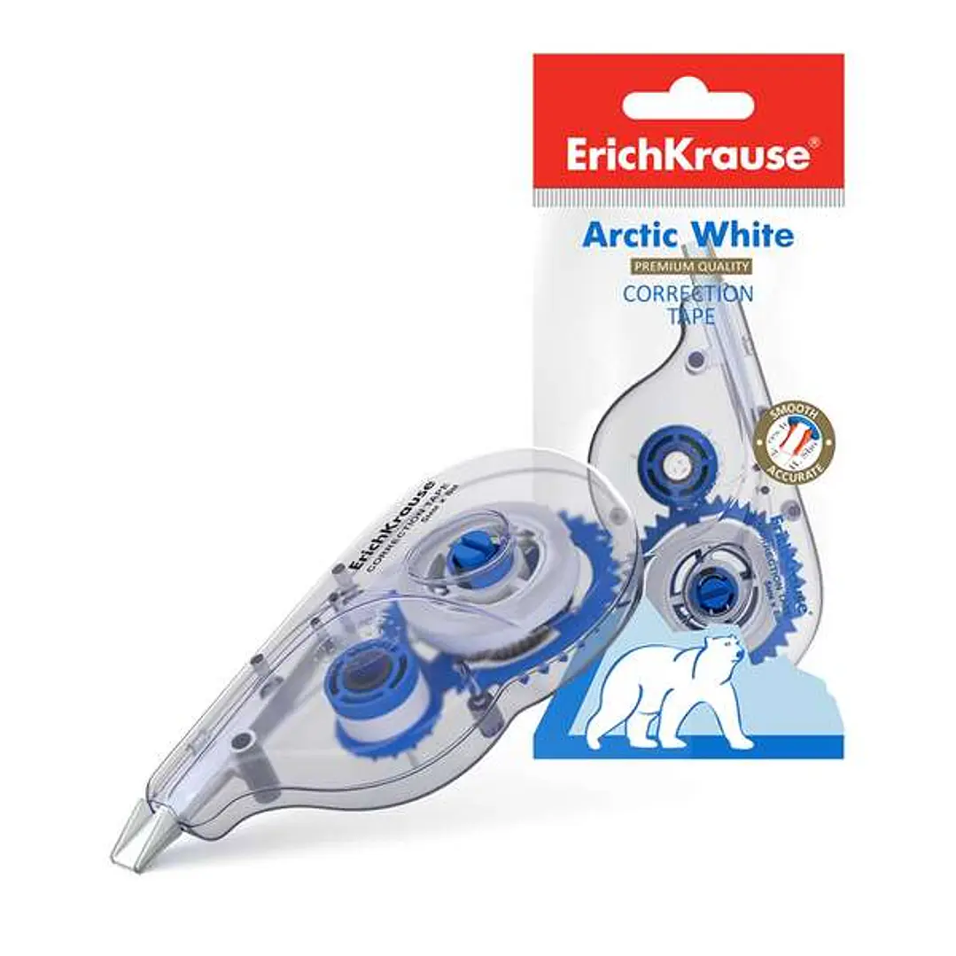 Erichkrause Arctic White Cinta Correctora 5mmx8m - Secado Inmediato - Permite Escritura Sobre la Correccion - Control de Cinta - Color Blanco 1