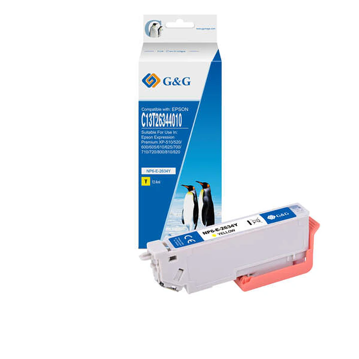 G&G Epson T2634/T2614 (26XL) Amarillo Cartucho de Tinta Generico - Reemplaza C13T26344012/C13T26144012 1