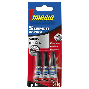 Imedio Super Rapido Pack de 3 Tubos de Pegamento Instantaneo 1gr - Transparente - Multimaterial