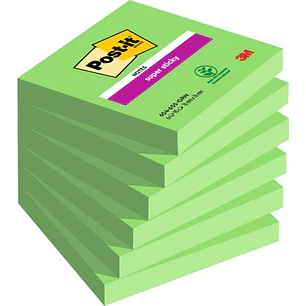 Post-It Super Sticky Blocs de 90 Notas Adhesivas Reposicionables - 76x76mm - 100% PEFC - Color Verde